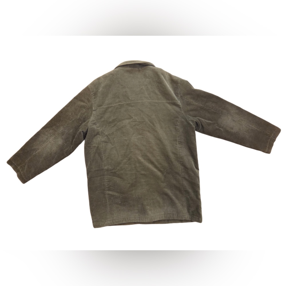 Bill Blass Olive Green Corduroy Pea Coat Button Down Jacket - Picture 4 of 5